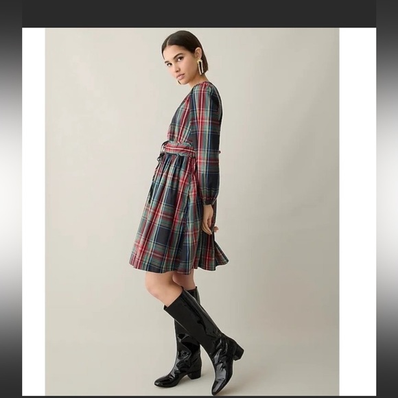 J.Crew V-neck taffeta mini dress in Stewart tartan - Picture 2 of 9